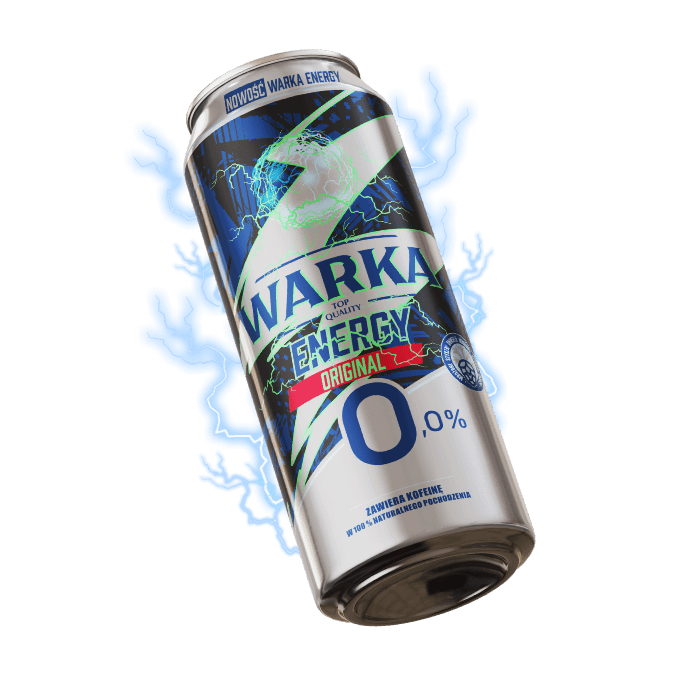 Puszka napoju energetycznego Warka o smaku klasycznym